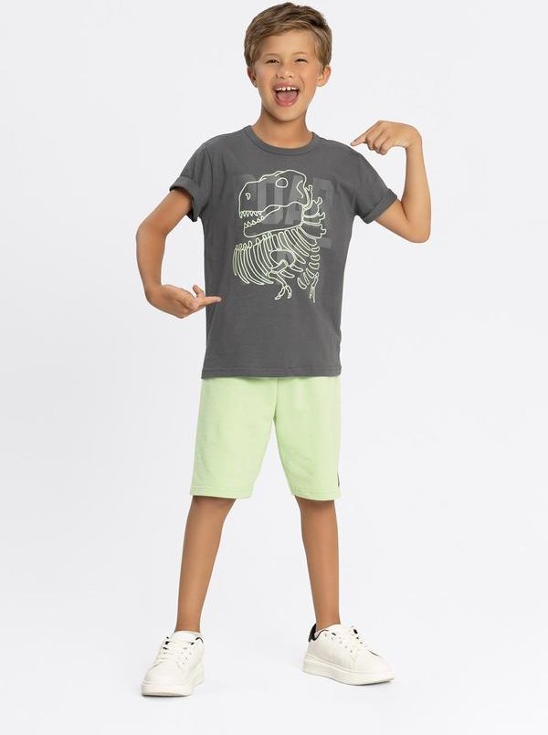 Imagem principal Conjunto com Bermuda e Camiseta Estampada Cinza Alakazoo Alakazoo