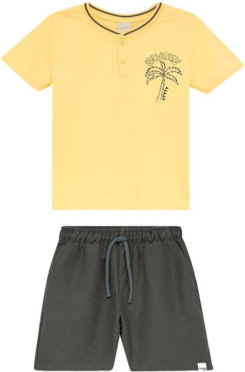 Imagem principal Conjunto Coqueiro com Bermuda Sarjada Amarelo Malwee Kids Malwee Kids
