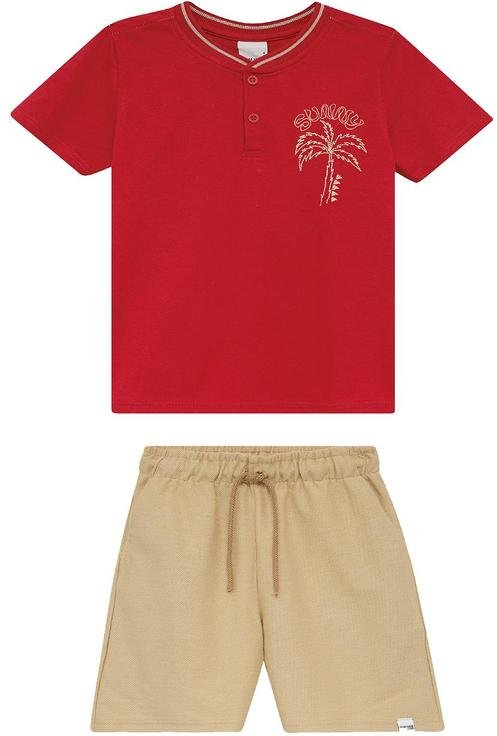 Imagem principal Conjunto Coqueiro com Bermuda Sarjada Vermelho Malwee Kids Malwee Kids