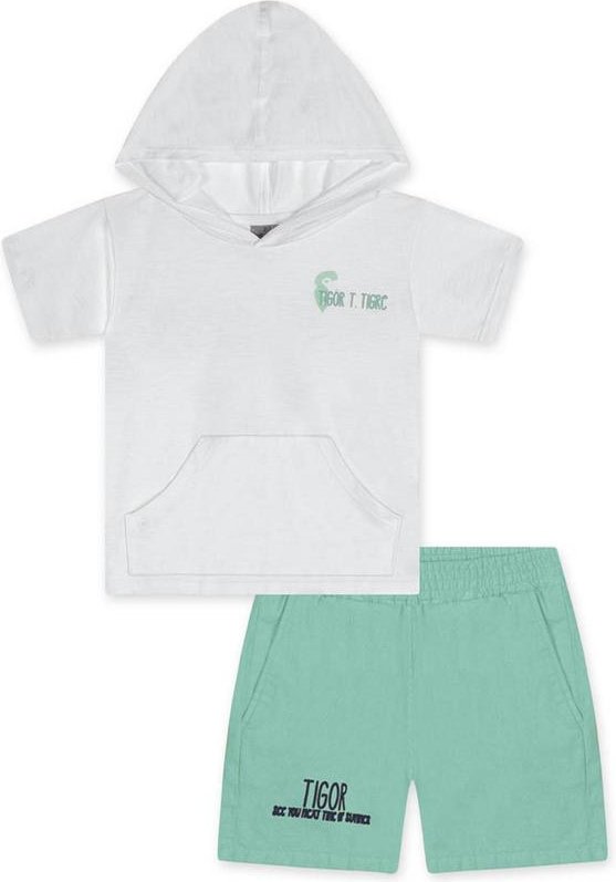 Imagem principal Conjunto Curto com Capuz Bebê Masculino Branco Tigor T. Tigre Tigor T. Tigre