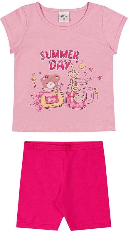 Imagem principal Conjunto Curto Infantil Menina Estampado Rosa Elian Elian