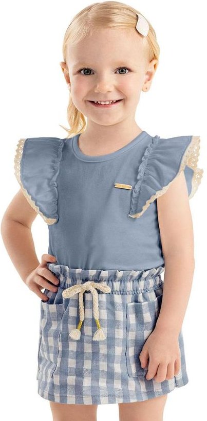 Imagem principal Conjunto Curto Infantil Menina Xadrez Azul Colorittá Colorittá