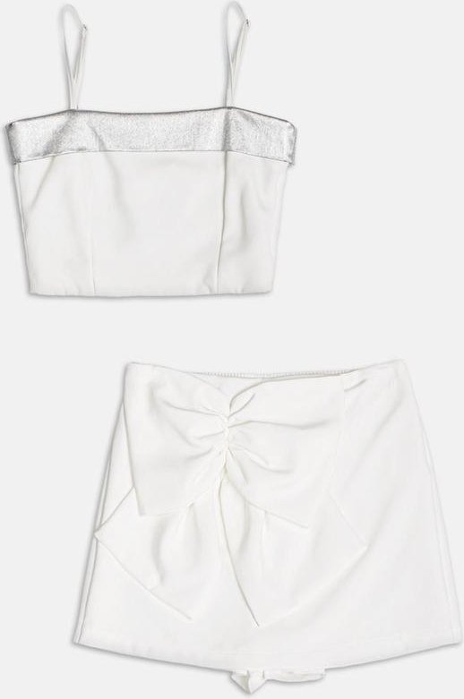 Conjunto de Alfaiataria com Brilho Off White