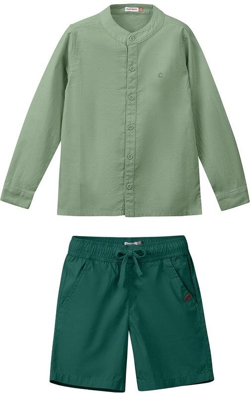 Imagem principal Conjunto de Camisa Bordada Menino Verde Menta Carinhoso Carinhoso