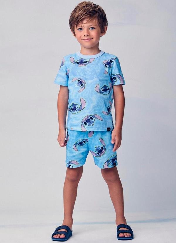 Conjunto de Pijama do Stitch Azul