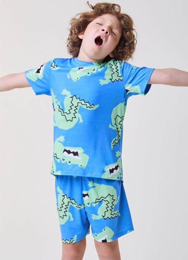 Conjunto de Pijama dos Dinos Azul