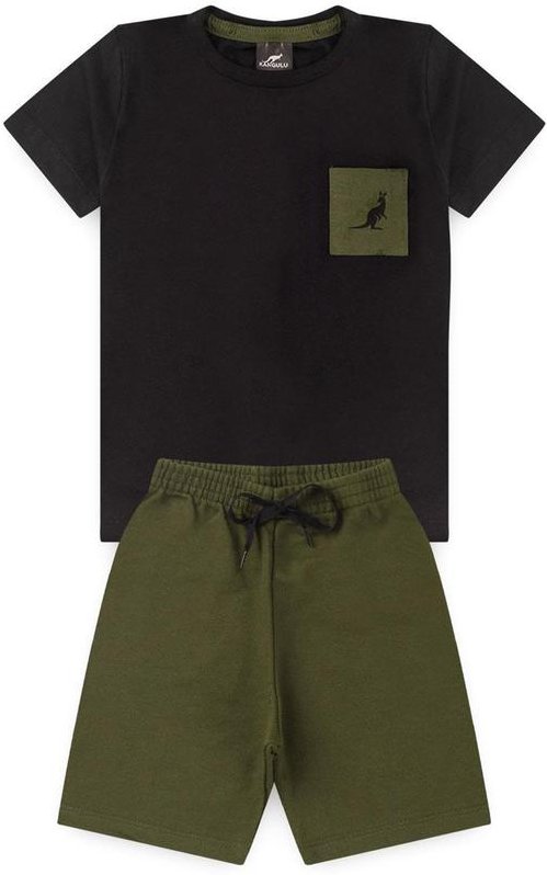 Imagem principal Conjunto Inf. Menino Bolso Kangulu Preto Preto Rosa Azul Rosa Azul