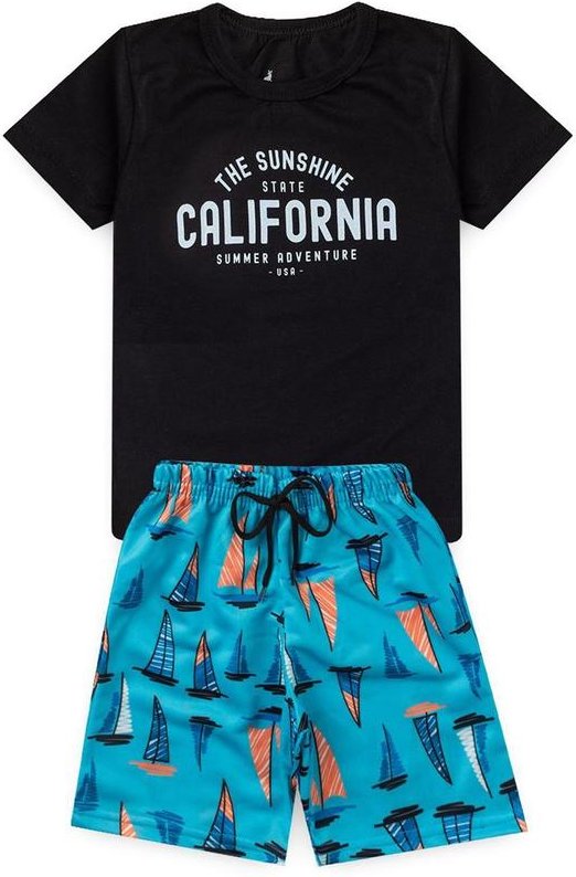 Imagem principal Conjunto Inf. Menino California Kangulu Preto Rosa Azul Rosa Azul