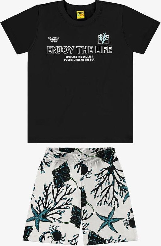 Imagem principal Conjunto Infantil Camiseta com Bermuda Preto Rovi Kids Rovi Kids