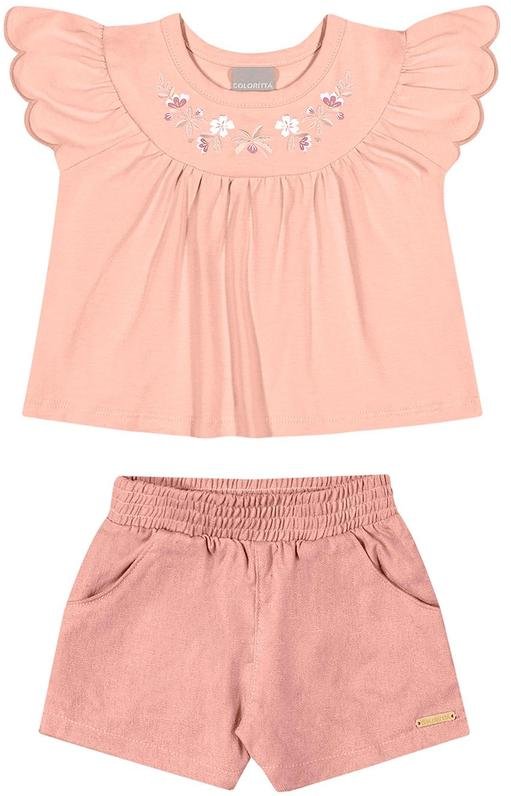 Imagem principal Conjunto Infantil Menina Bordado Flores Rosa Colorittá Colorittá