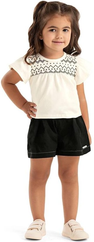 Conjunto Infantil Menina Curto Bege