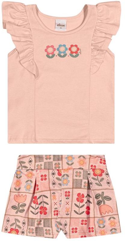 Imagem principal Conjunto Infantil Menina Floral Babados Rosa Elian Elian