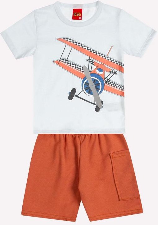Imagem principal Conjunto Infantil Menino Avião Branco Kyly Kyly