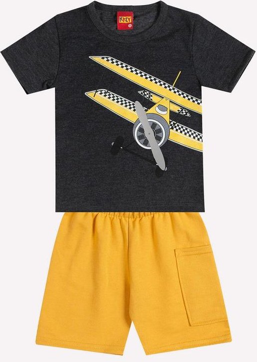 Imagem principal Conjunto Infantil Menino Avião Cinza Kyly Kyly