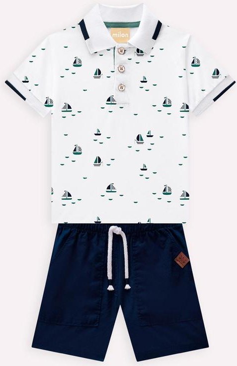 Imagem principal Conjunto Infantil Menino Barquinhos Branco Milon Milon