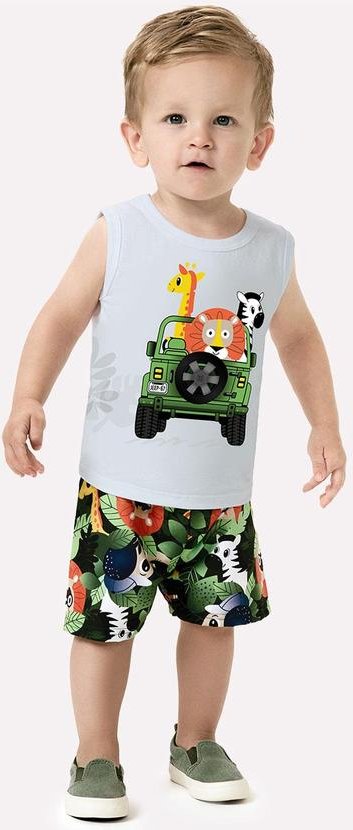 Imagem principal Conjunto Infantil Menino Bichinhos Branco Kyly Kyly