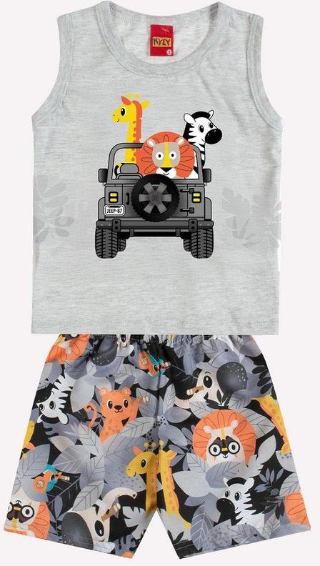 Imagem principal Conjunto Infantil Menino Bichinhos Cinza Kyly Kyly