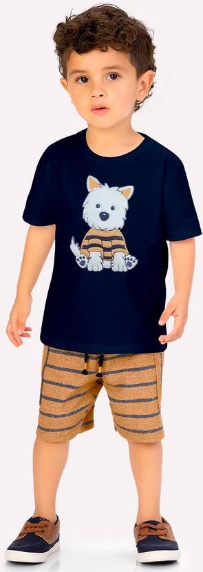 Imagem principal Conjunto Infantil Menino Bordado Azul Marinho Kyly Kyly