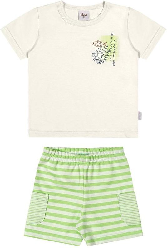 Conjunto Infantil Menino Bordado Peixe Bege