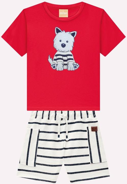 Imagem principal Conjunto Infantil Menino Bordado Vermelho Kyly Kyly