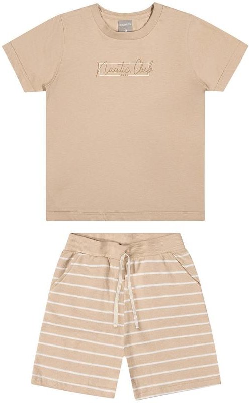 Conjunto Infantil Menino com Listras Bege