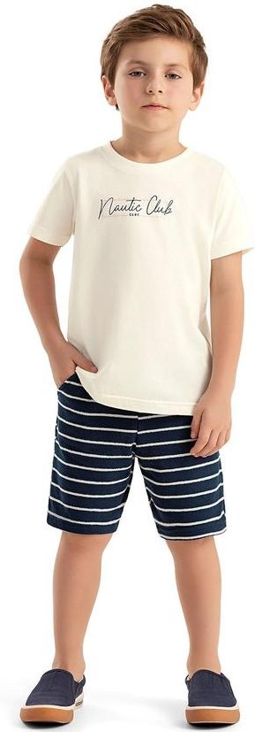 Conjunto Infantil Menino com Listras Branco