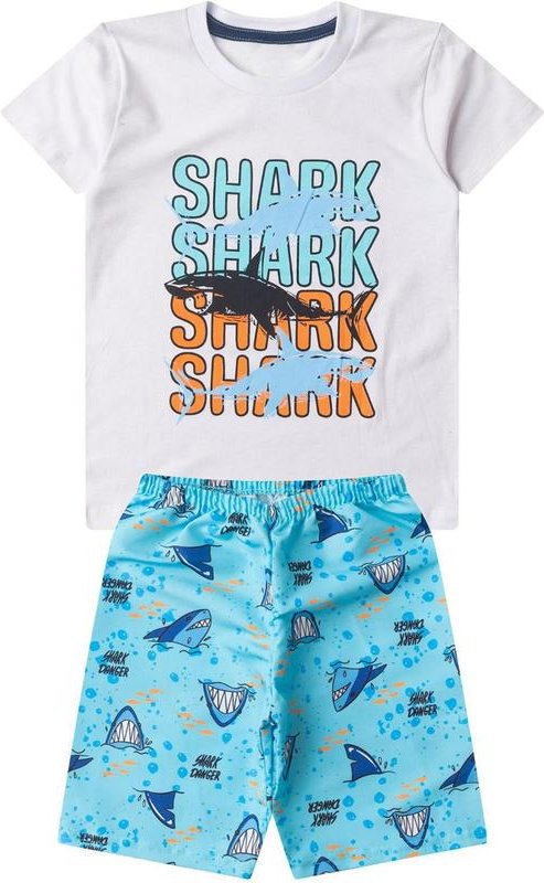 Conjunto Infantil Menino Curto Estampado Branco