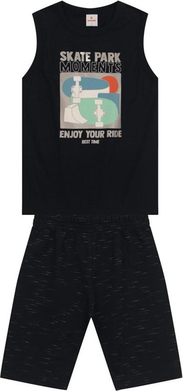 Conjunto Infantil Menino de Skate em Gel Preto