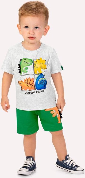 Imagem principal Conjunto Infantil Menino Dinossauros Cinza Kyly Kyly