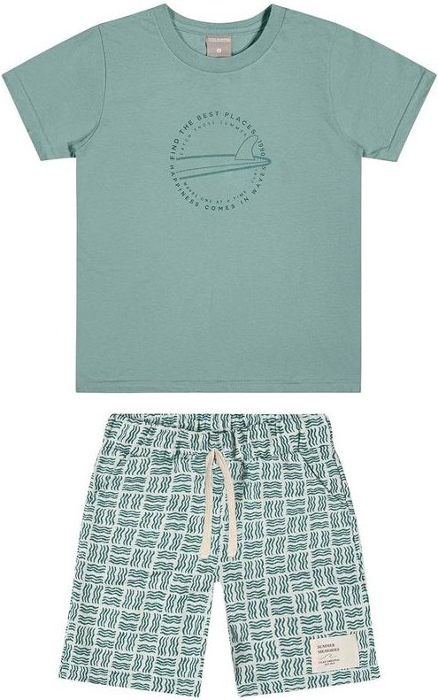 Conjunto Infantil Menino Estampa Puff Surf Verde