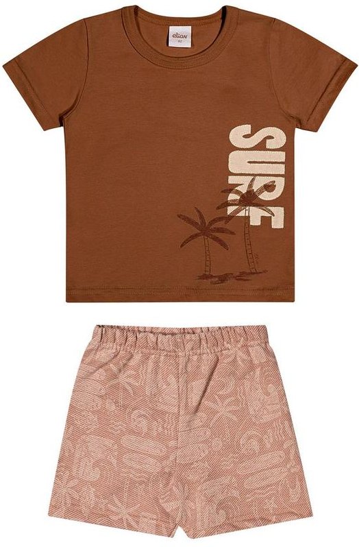 Imagem principal Conjunto Infantil Menino Manga Curta Surf Marrom Elian Elian