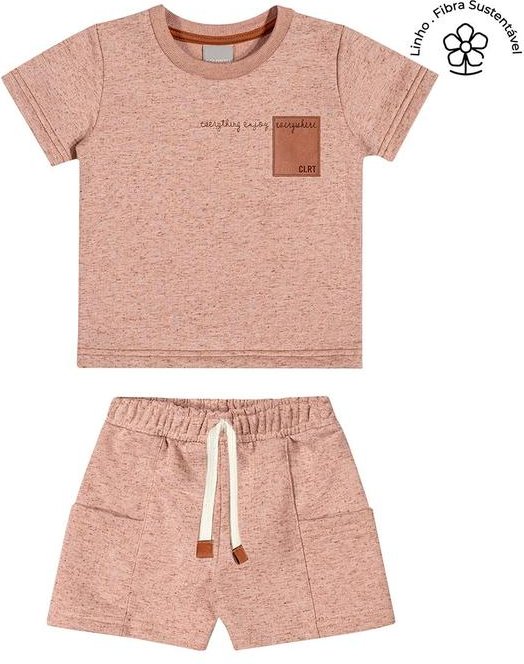 Conjunto Infantil Menino Moletinho Linho Marrom