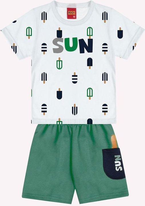 Imagem principal Conjunto Infantil Menino Picolés Branco Kyly Kyly