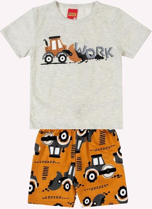 Imagem principal Conjunto Infantil Menino Retroescavadeira Cinza Kyly Kyly
