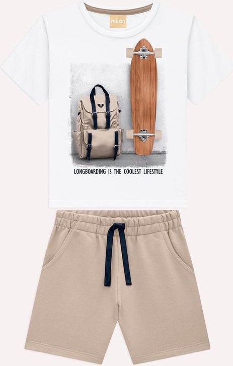 Imagem principal Conjunto Infantil Menino Skate Milon Branco Milon