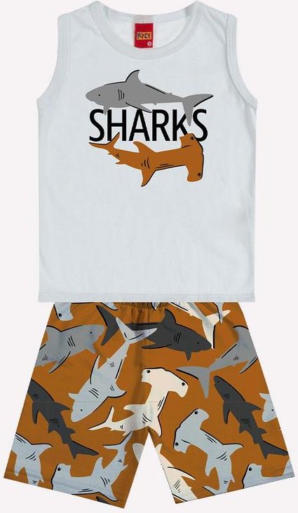 Imagem principal Conjunto Infantil Menino Tubarão Branco Kyly Kyly