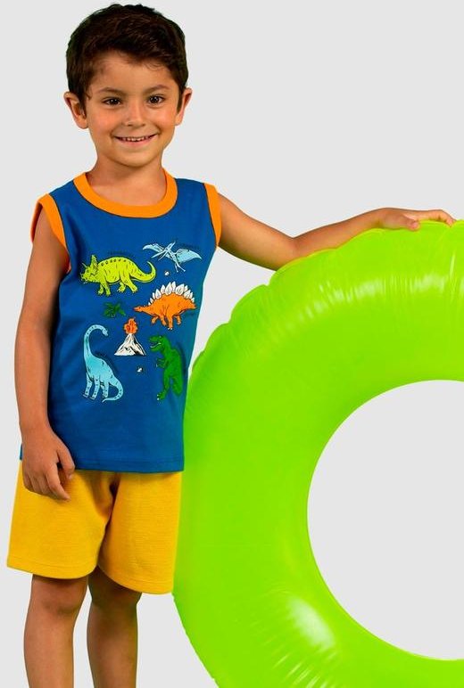 Imagem principal Conjunto Infantil Regata Meia Malha Azul Turminha Turminha