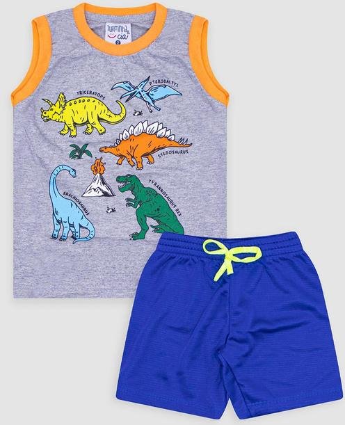 Imagem principal Conjunto Infantil Regata Meia Malha Cinza Turminha Turminha