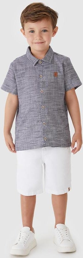 Imagem principal Conjunto Listrada com Sarja Menino Cinza Carinhoso Carinhoso