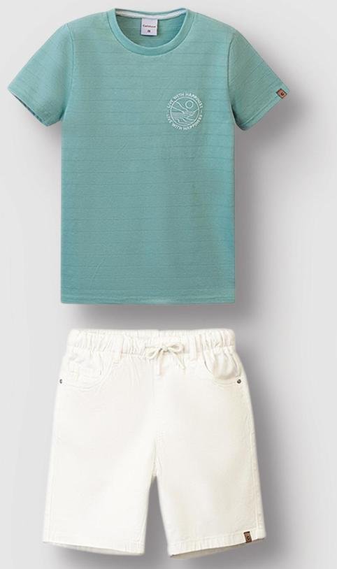 Imagem principal Conjunto Live With Happiness Linho Azul Turquesa Carinhoso Carinhoso