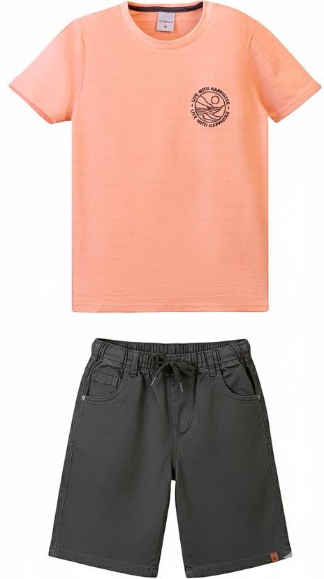 Imagem principal Conjunto Live With Happiness Linho Salmão Carinhoso Carinhoso