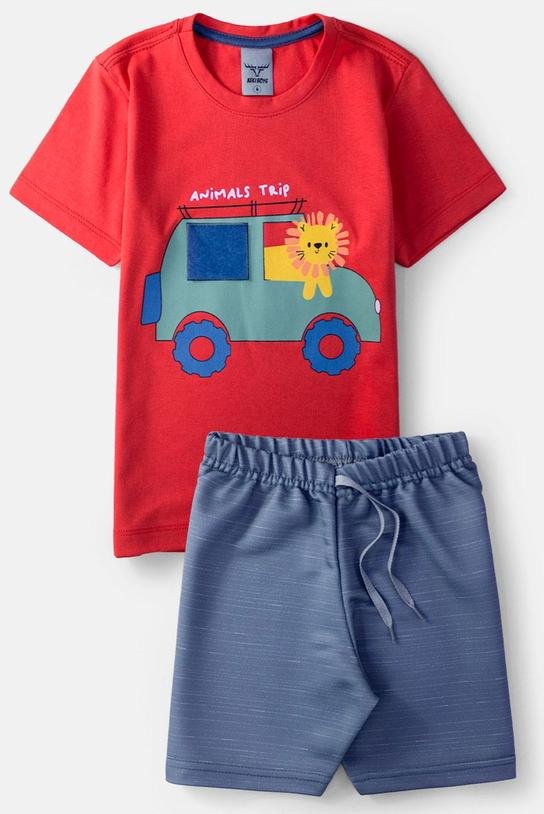 Imagem principal Conjunto Masculino Animals Trip Vermelho Keki Boys Keki Boys