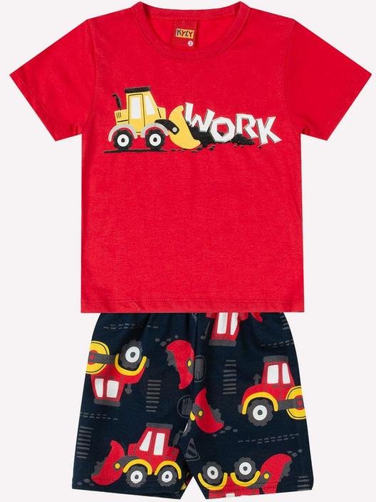 Imagem principal Conjunto Menino Retroescavadeira Vermelho Kyly Kyly