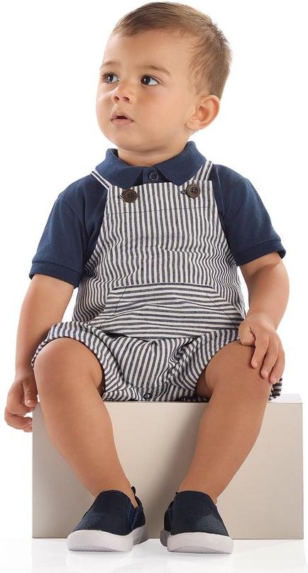 Imagem principal Conjunto Polo Jardineira Azul Quimby Quimby