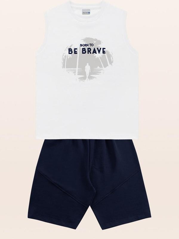 Imagem principal Conjunto Regata/Bermuda Branco Fakini Kids Fakini Kids