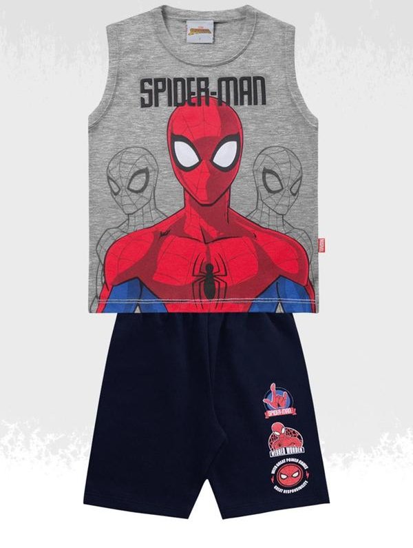 Imagem principal Conjunto Regata/Bermuda Spider-Man Cinza Homem Aranha Homem Aranha