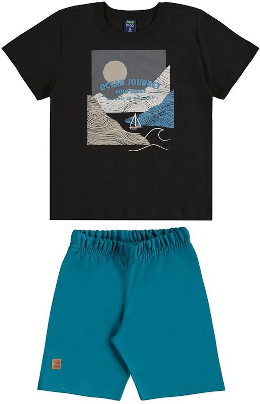 Conjunto Regata e Bermuda Bee Loop Preto