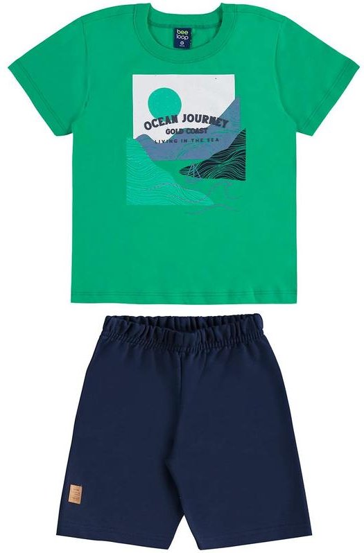 Conjunto Regata e Bermuda Bee Loop Verde