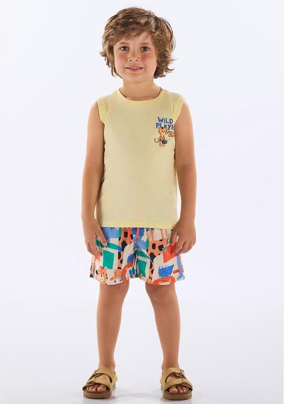 Conjunto Regata e Short Infantil Amarelo