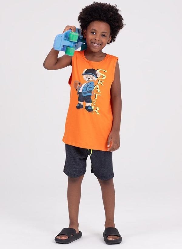 Imagem principal Conjunto Regata Infantil Web Skater Laranja VIDA COSTEIRA VIDA COSTEIRA